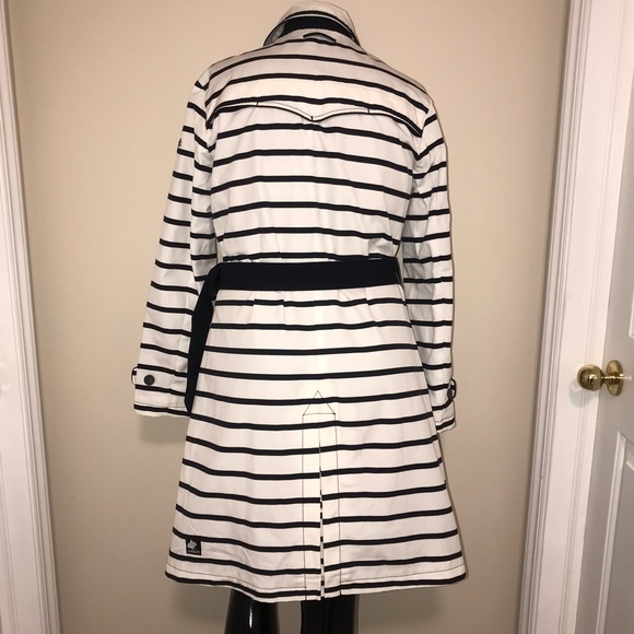 * SOLD *Khujo White with Navy Stripes Trench Coat - Picture 6 of 14